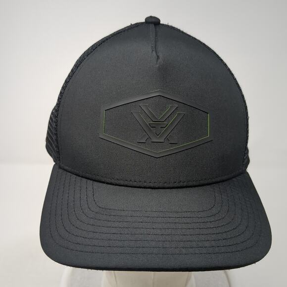 Vortex Snapback Mesh Back Trucker Hat Black One Size Solid Outdoor - Picture 2 of 9